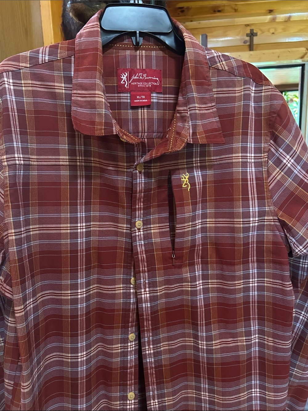 Browning Men's Maroon Plaid Long-Sleeve Button-Down Shirt